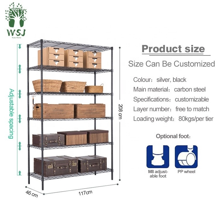 OEM/ ODM Chrome plated 6 layer wire shelving rack metal shelf adjustable