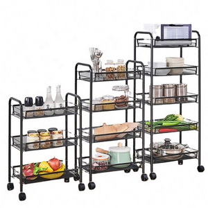 Kitchen Rack Small Cart Floor Multi-layer Mobile Suitable Household Wheeled Vegetable Basket Storage Rack