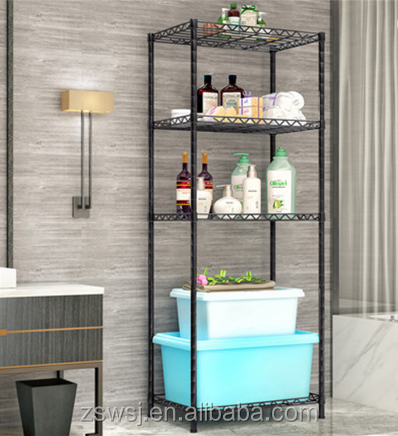 Restaurant Kitchen Storage Rack Shelf Adjusting Black Powder Coated Steel Shelving