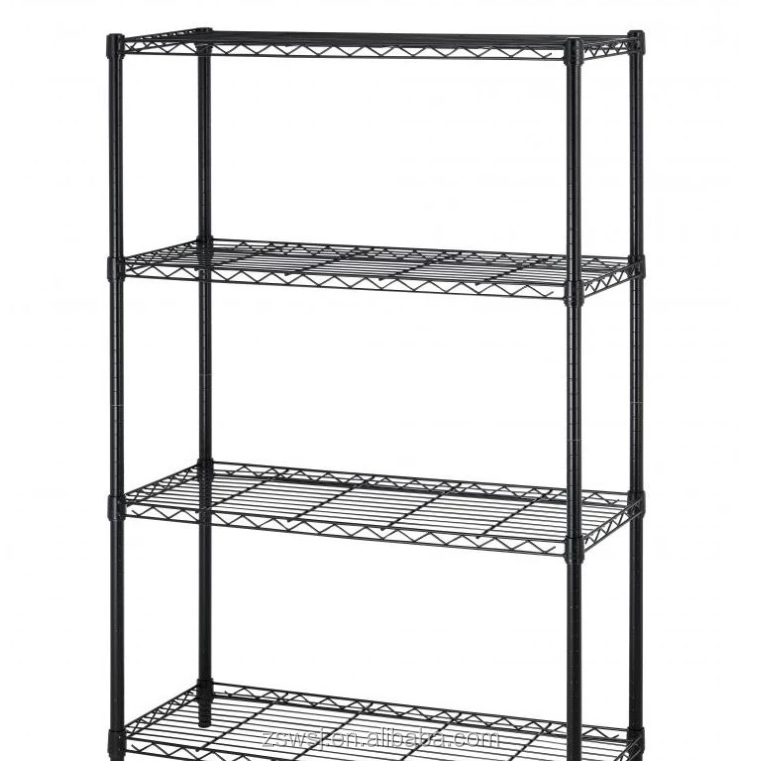 Restaurant Kitchen Storage Rack Shelf Adjusting Black Powder Coated Steel Shelving