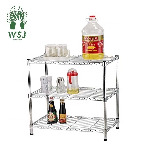 3 Tiers Chrome and Powder Coated Metal Storage Wire Shelf