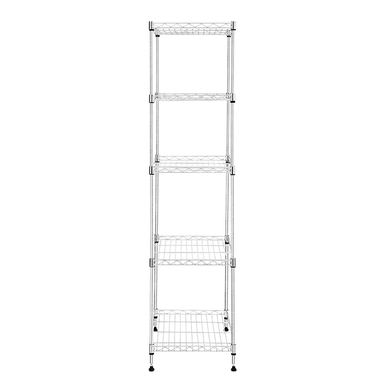 Eco-friendly 5 tier wire rack in bedroom living room furniture storage rack metal storage shelf