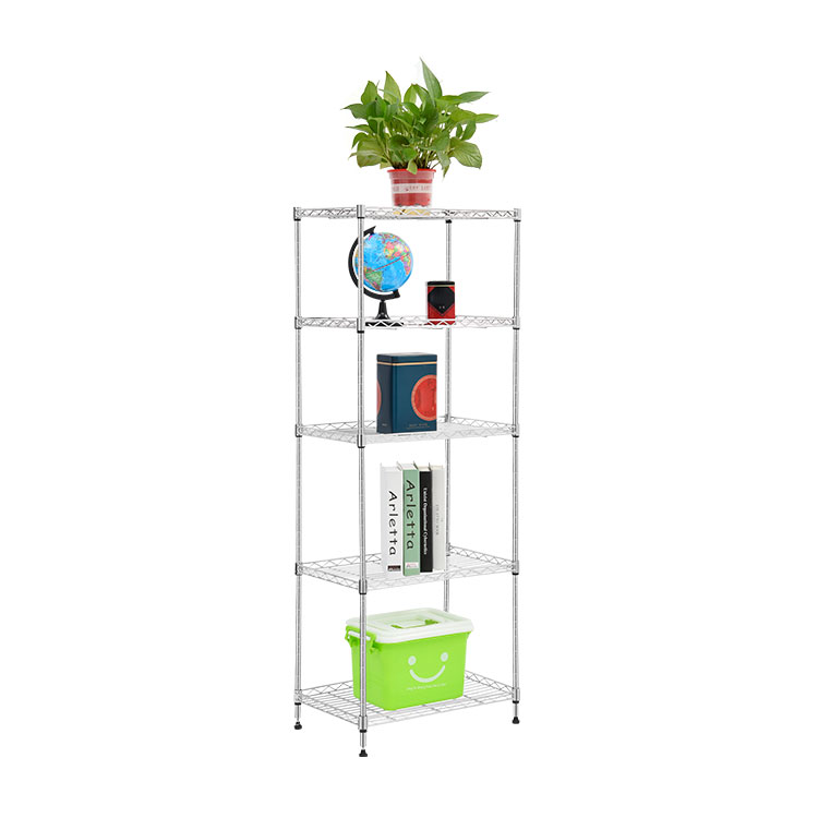 Eco-friendly 5 tier wire rack in bedroom living room furniture storage rack metal storage shelf