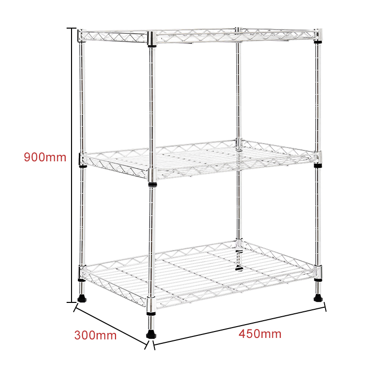 3 tier kitchen wire mesh storage shelf wire rack household chrome wire shelf