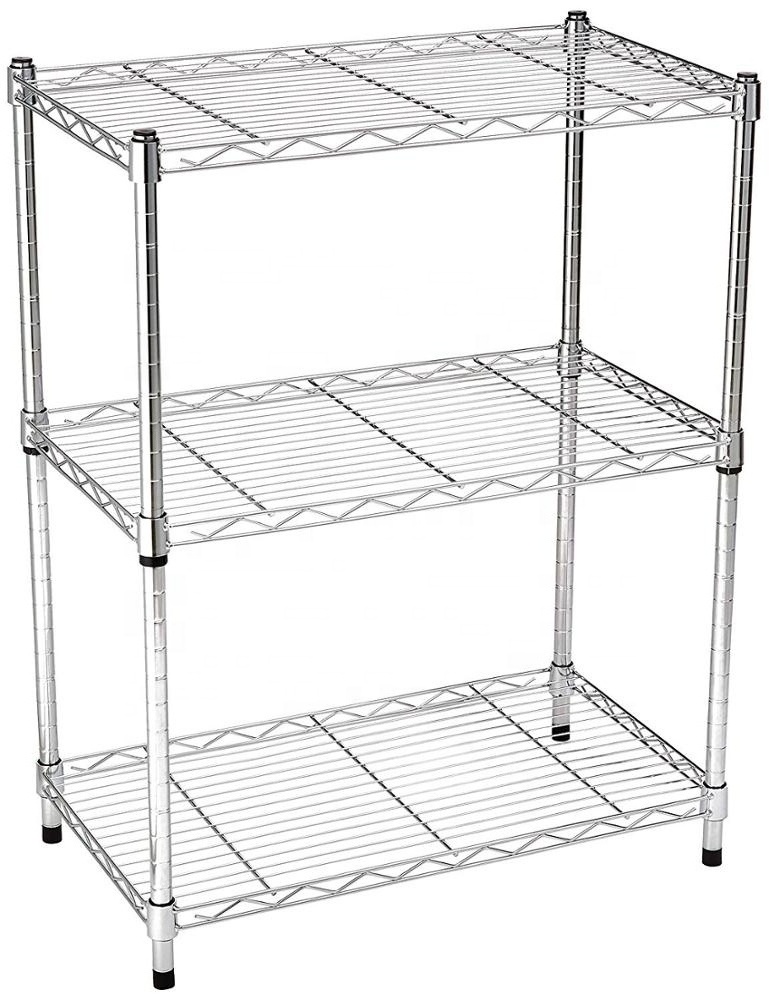 3 Tiers Chrome and Powder Coated Metal Storage Wire Shelf