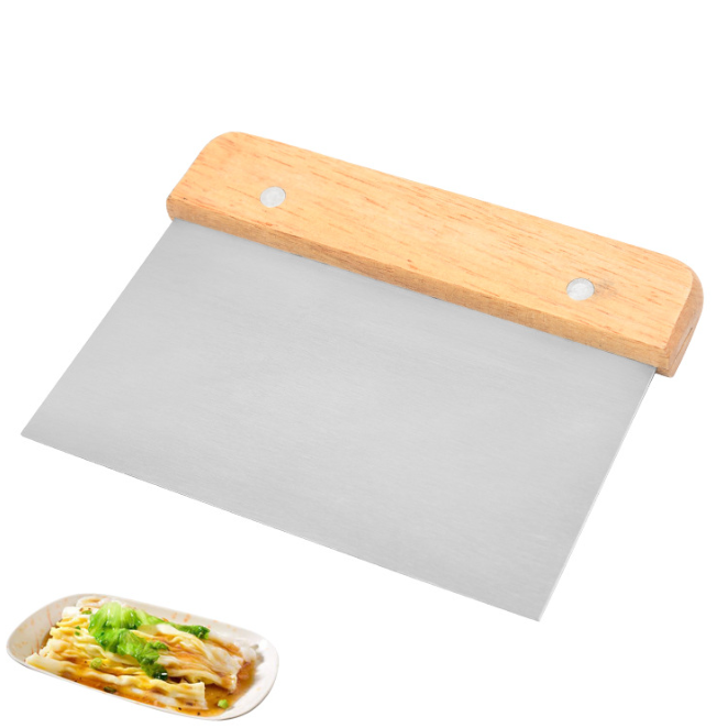 Food Grade Stainless Steel Dough Scraper with Wood Handle Bread Dough Divider Cutter for Baking Pastry Pizza Bread Cutter