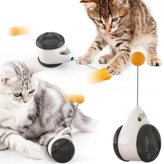 Best Selling Interactive Tumbler Swing Cat Toy Food-Grade Plastic Kitten Balance Car Toy with Catnip Sustainable and Fun Cat Toy