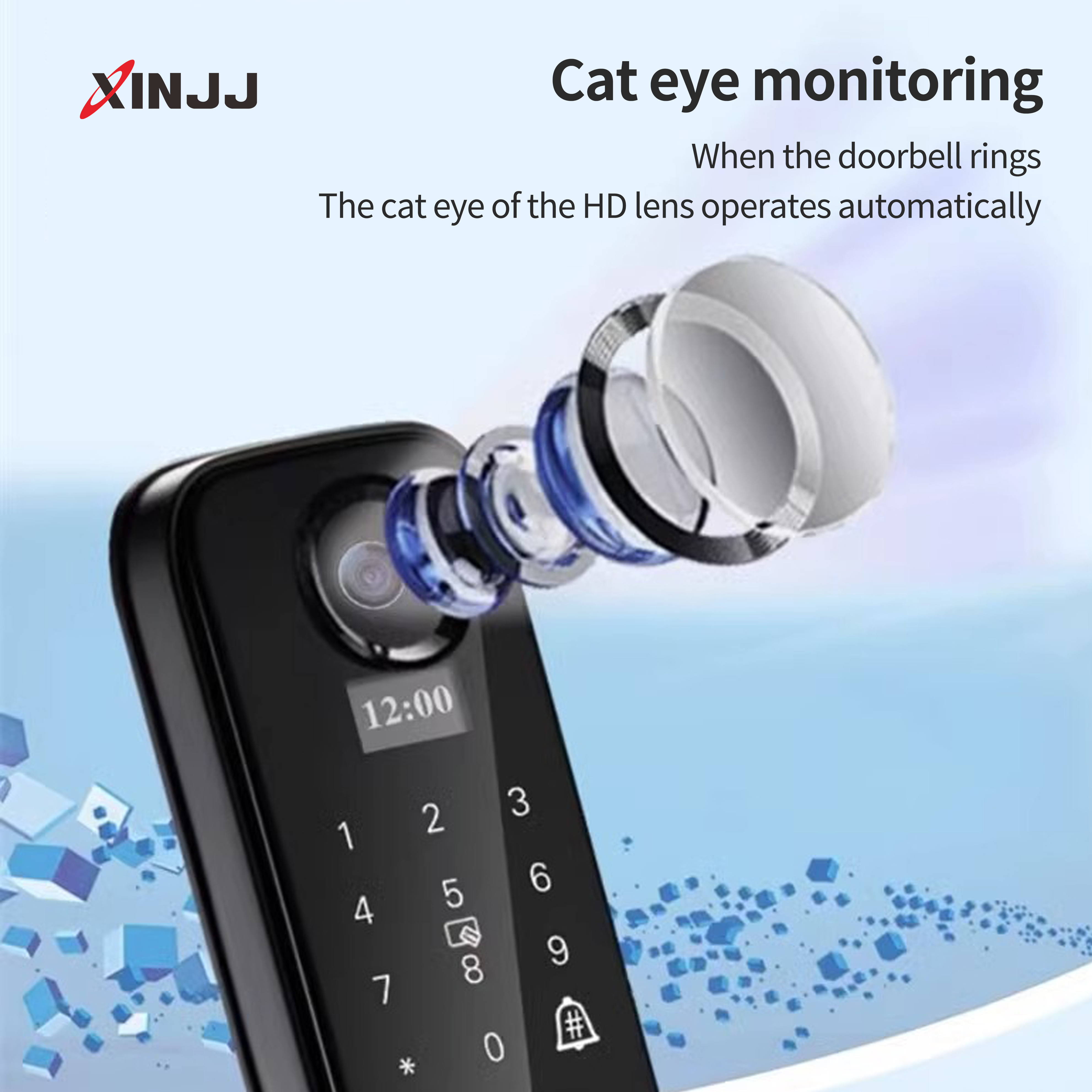 Visual intercom cat eye intelligent lock P8 PLUS gem black