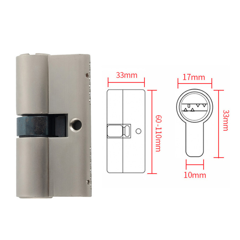 Top quality 60-110mm copper mortise lock door lock cylinder with computer keys