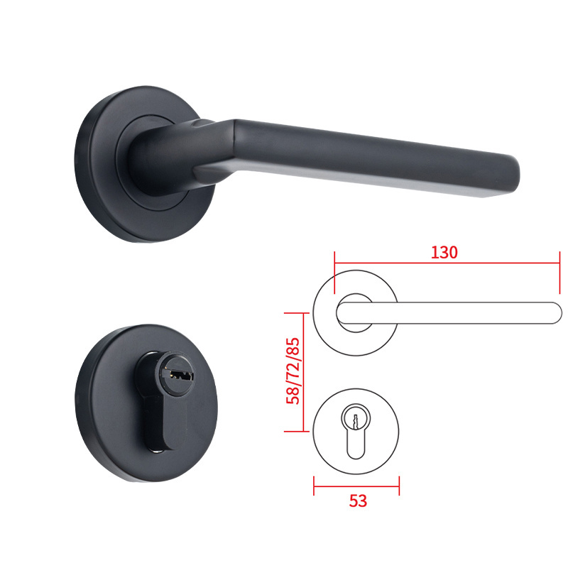 European style wooden metal doors black stainless steel hardware handles lever door handle lock