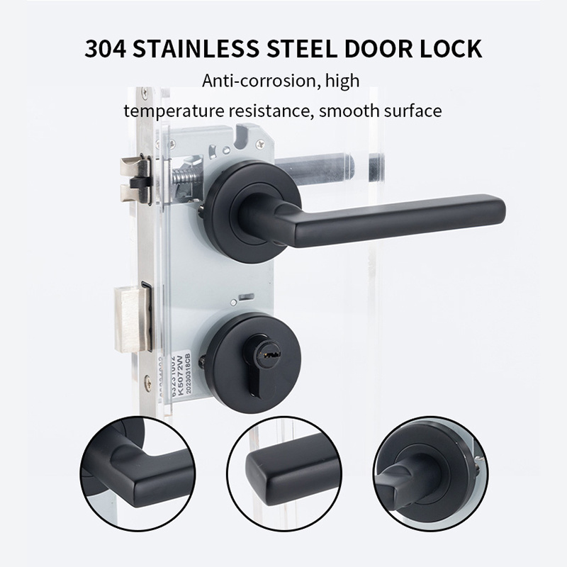 European style wooden metal doors black stainless steel hardware handles lever door handle lock