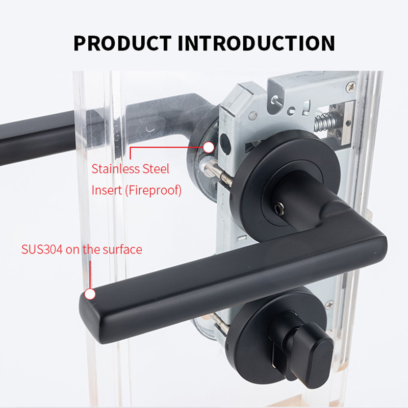 European style wooden metal doors black stainless steel hardware handles lever door handle lock