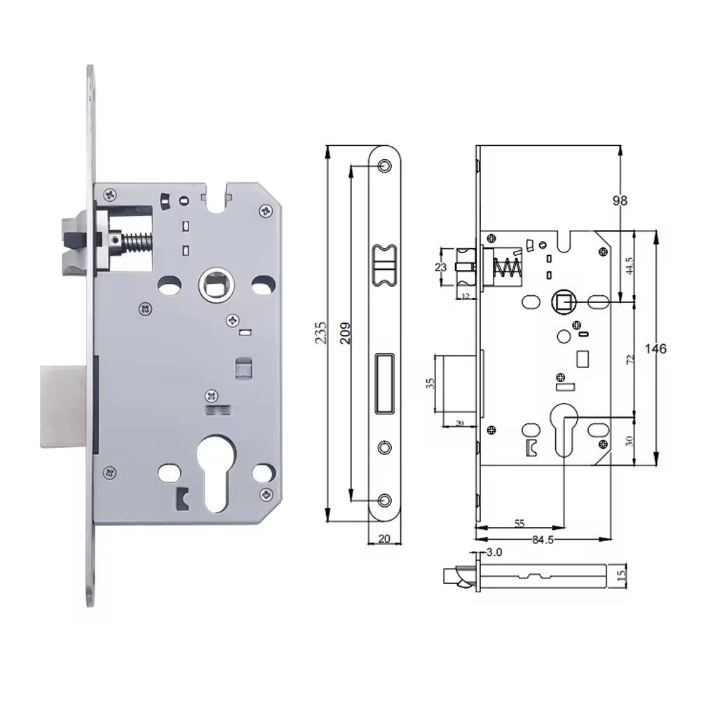 Top quality high standard zinc alloy mortise lock body silent door lock body