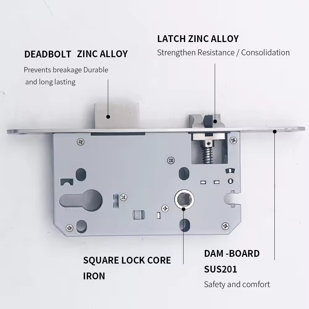 Top quality high standard zinc alloy mortise lock body silent door lock body