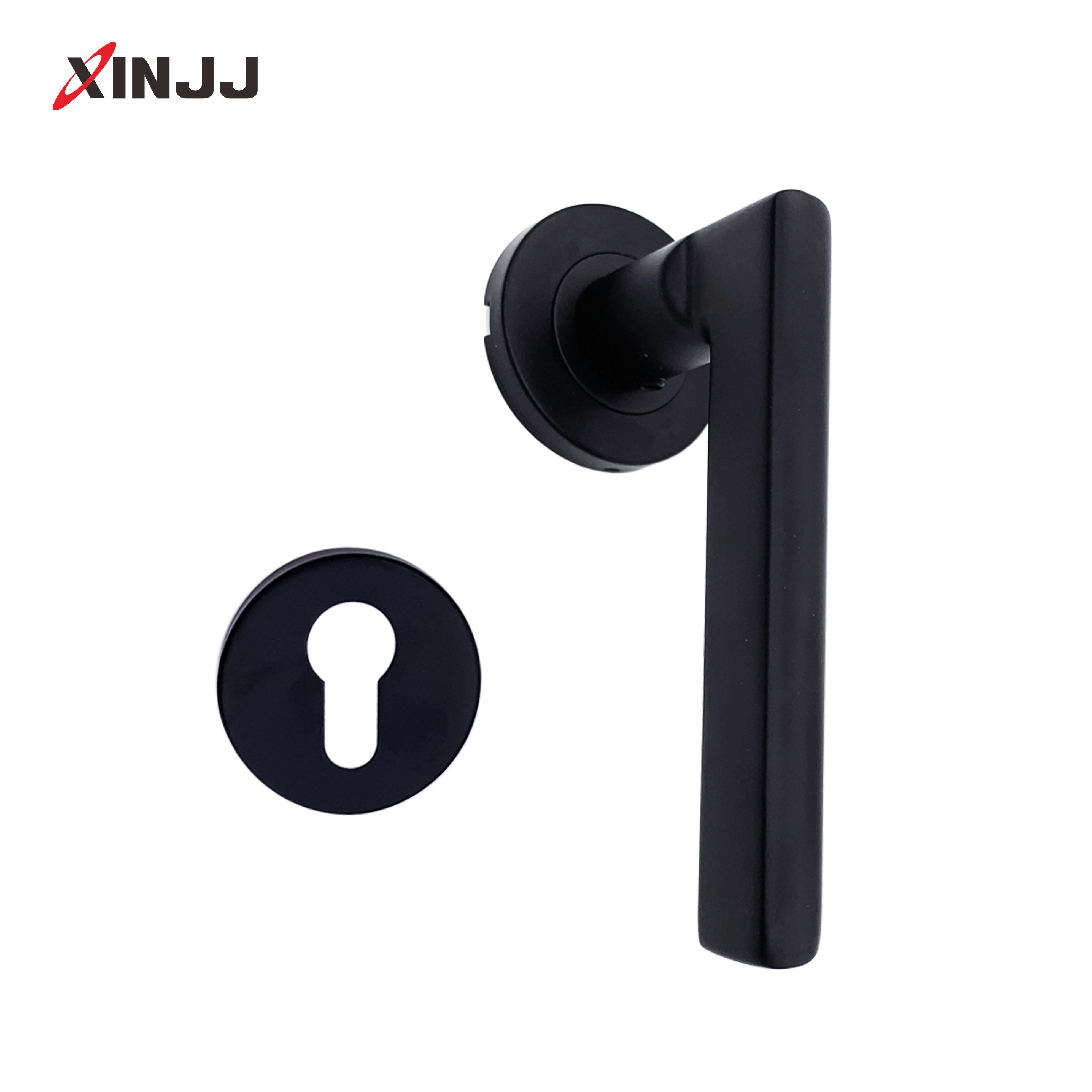 Modern matte black bedroom door handle lock Security entrance split mute lock core door furniture interior door handle lock