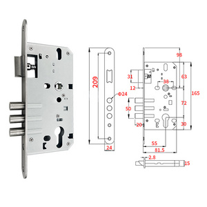 K5572 cylindrical lock body top quality multipoint european mortise safe lock body