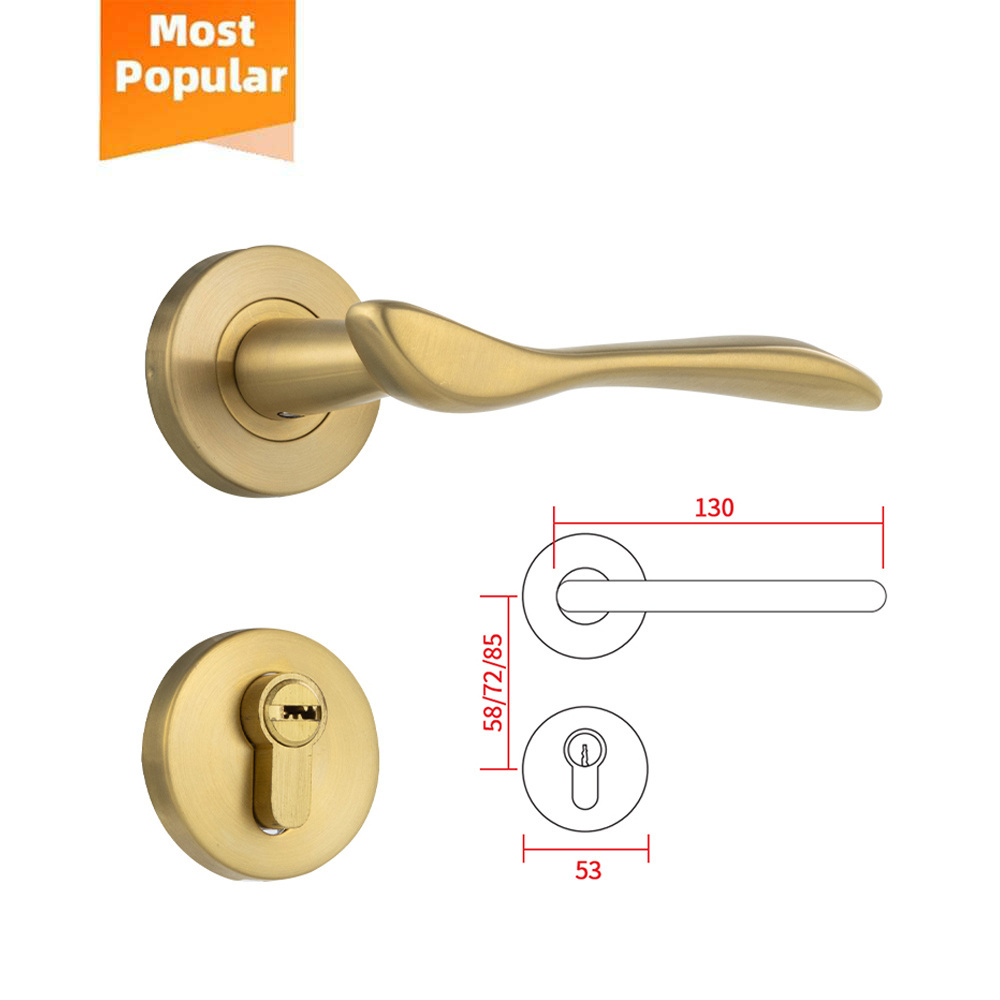 High security modern gold wooden metal doors stainless steel lever door handle lock