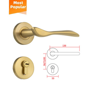 High security modern gold wooden metal doors stainless steel lever door handle lock