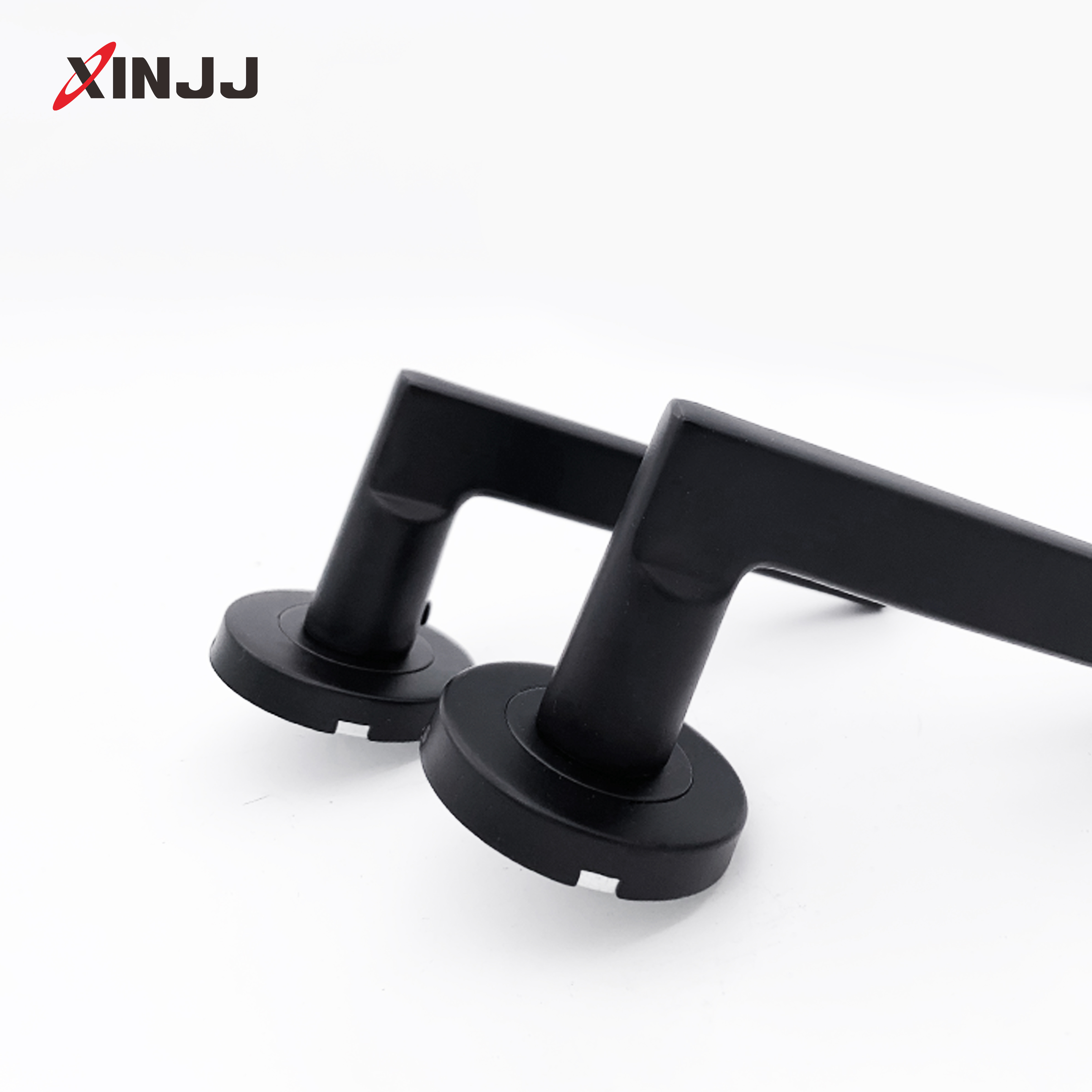 Modern matte black bedroom door handle lock Security entrance split mute lock core door furniture interior door handle lock