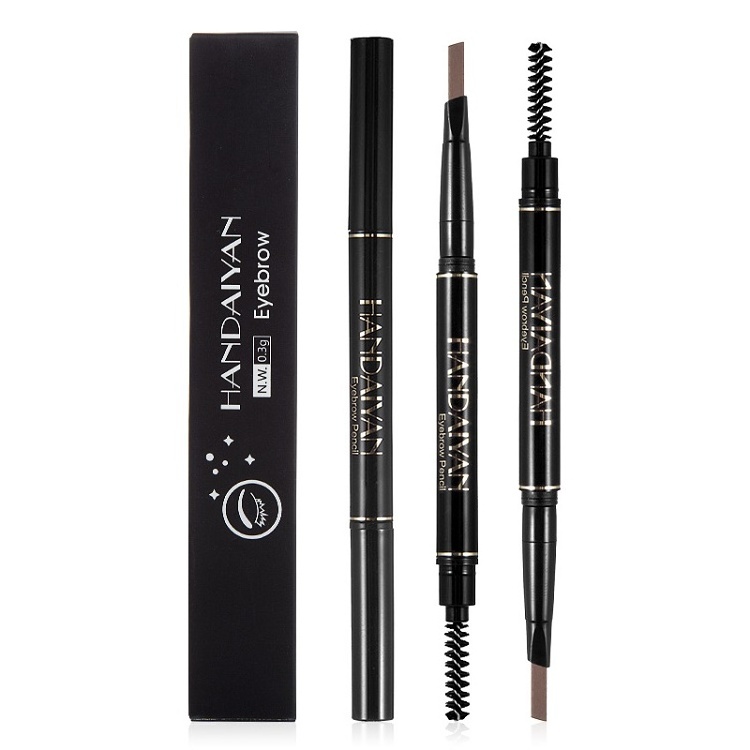 HANDAIYAN Wholesale Waterproof Makeup Double-Head Automatic Brown Triangle Eyebrow Pencil with Brush