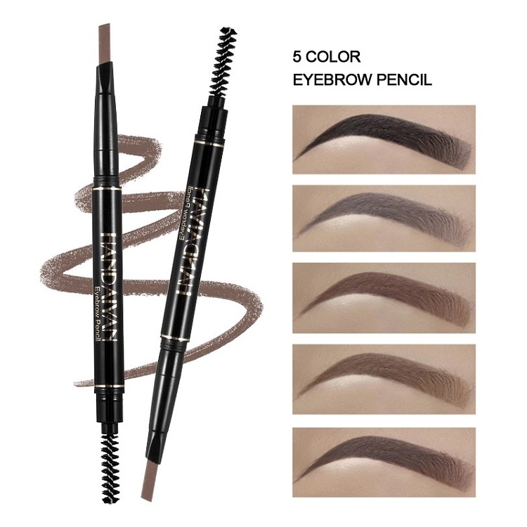 HANDAIYAN Wholesale Waterproof Makeup Double-Head Automatic Brown Triangle Eyebrow Pencil with Brush