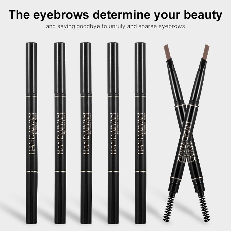 HANDAIYAN Wholesale Waterproof Makeup Double-Head Automatic Brown Triangle Eyebrow Pencil with Brush