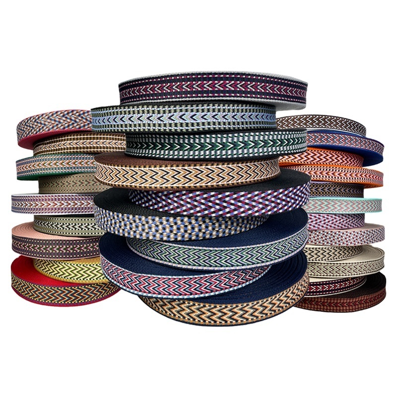 Hot Selling 3.8/5CM Jacquard Bag Strap Multipurpose Embroidery Ribbon Webbing Ethnic Style Jacquard Webbing