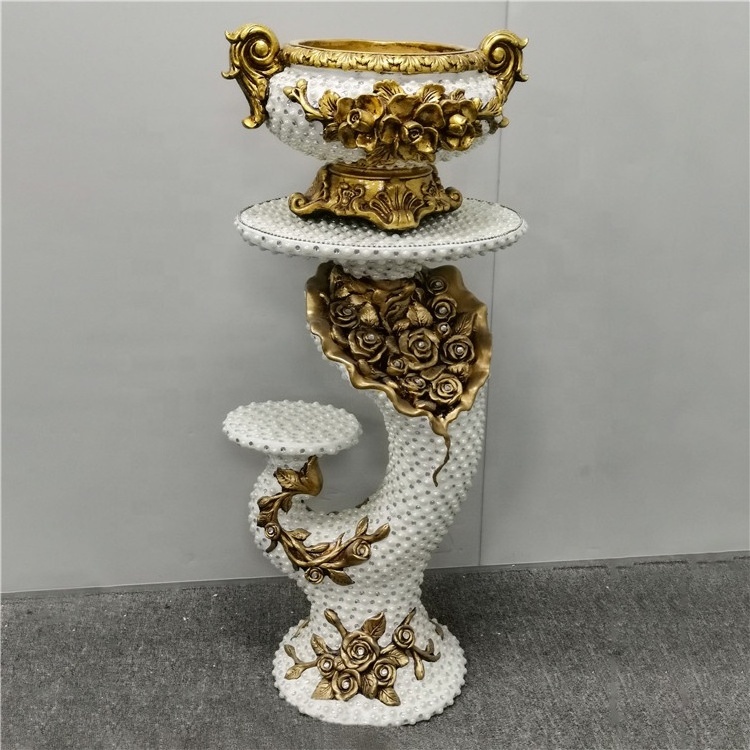 European luxury Diamond Vase Flower Pot and Stand for Living Room Decoration