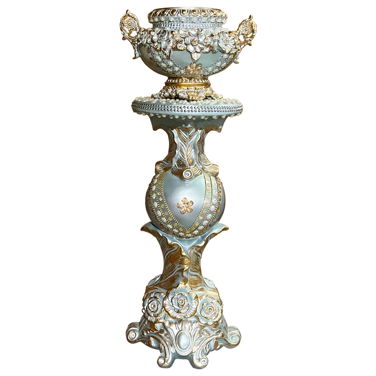 azure decorative roman fiberglass wedding pillar column flower vase display stand for elegant wedding party decoration