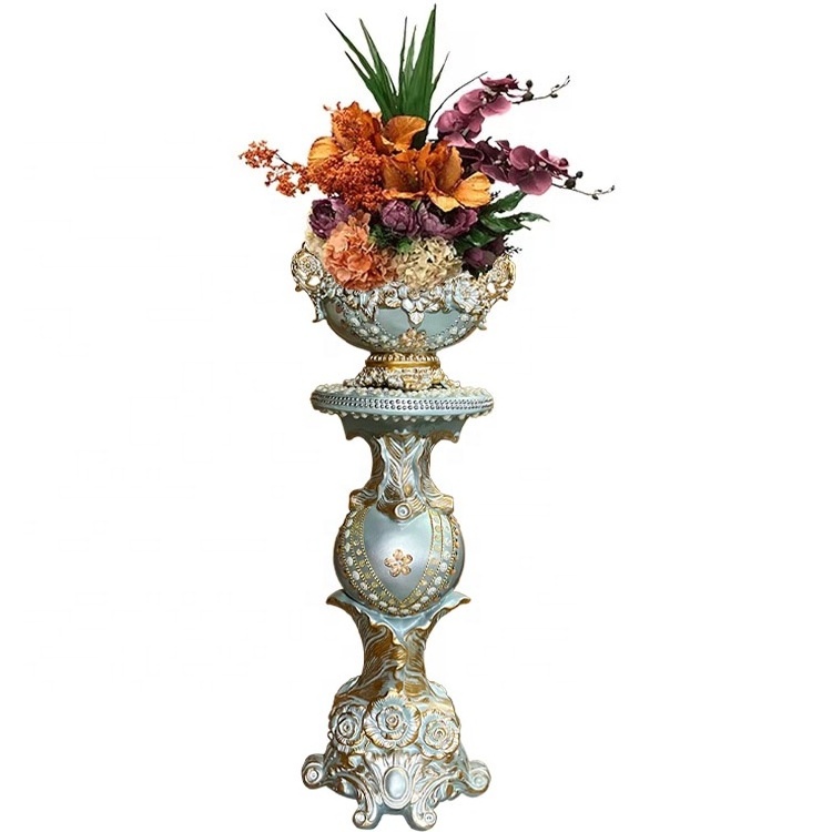 azure decorative roman fiberglass wedding pillar column flower vase display stand for elegant wedding party decoration