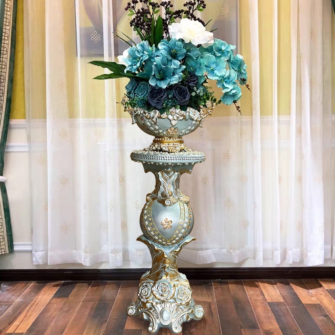 azure decorative roman fiberglass wedding pillar column flower vase display stand for elegant wedding party decoration