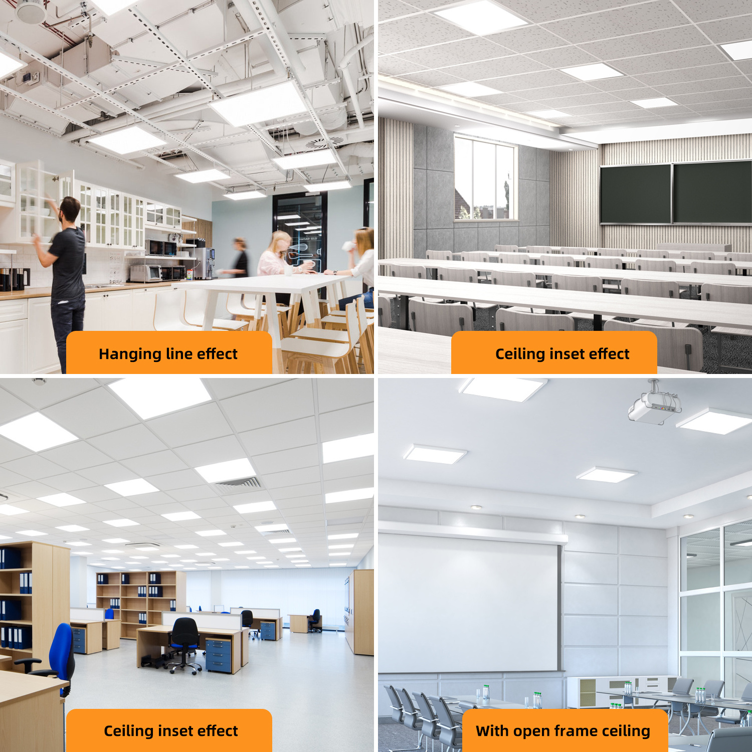 daylight  5000k dimmable led recessed ceiling  square flat  commercial thin panel lights for office