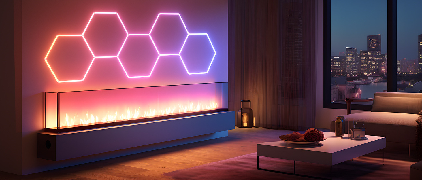 Commercial RGB hexagonal grid honeycomb lights for gym stadium cafe dance room party garage office corridor Supermarket