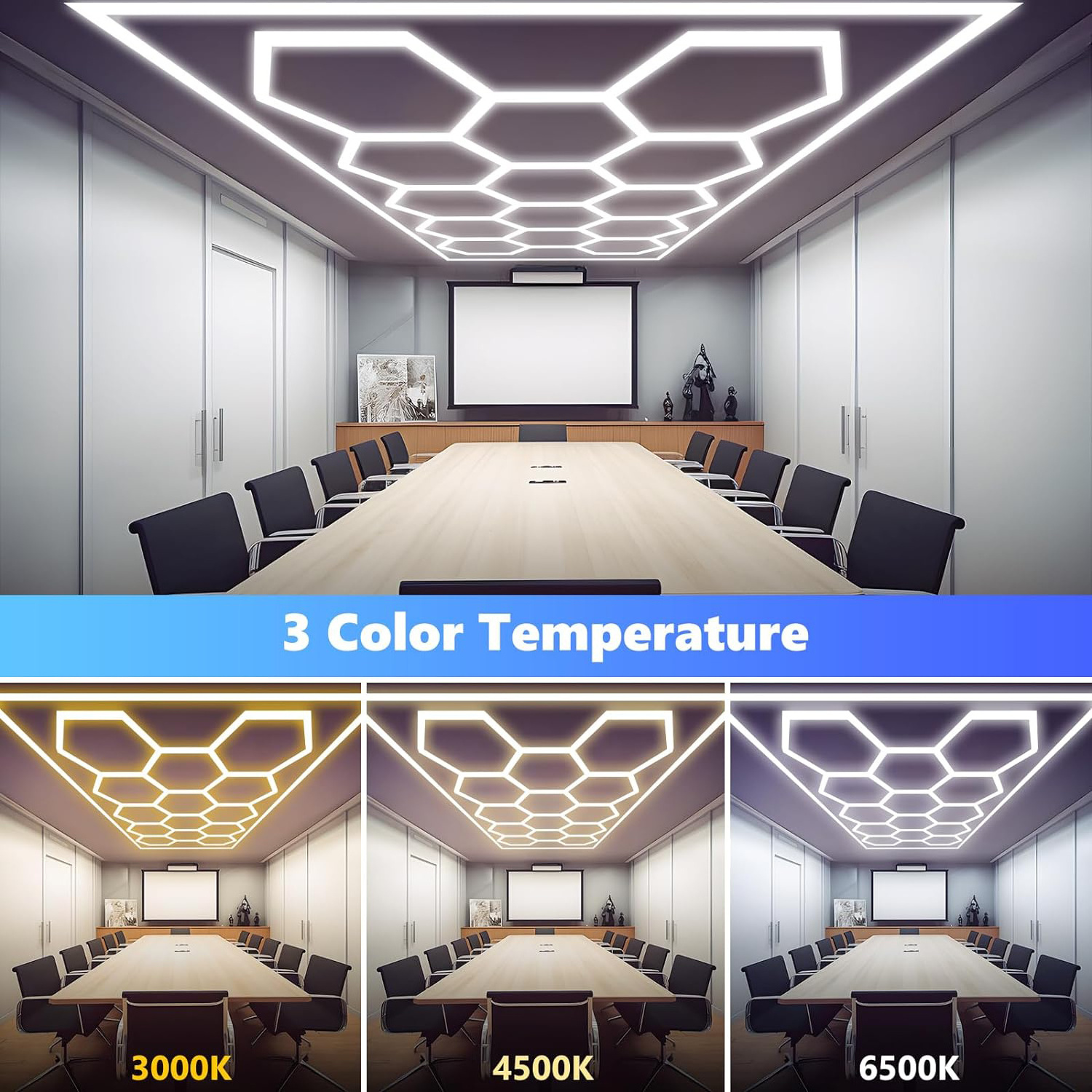 Customized honeycomb car 2.4*4.8M 8*16FT IP56 auto detailing work lighting lights 110v 220v garage light led hexagonal lamps