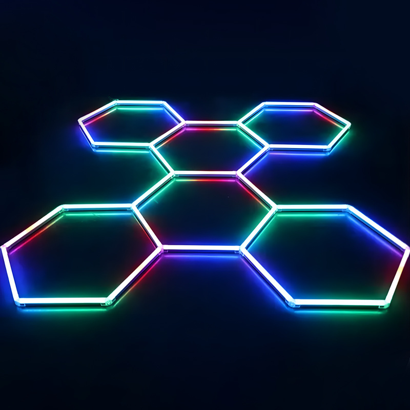 Commercial RGB hexagonal grid honeycomb lights for gym stadium cafe dance room party garage office corridor Supermarket