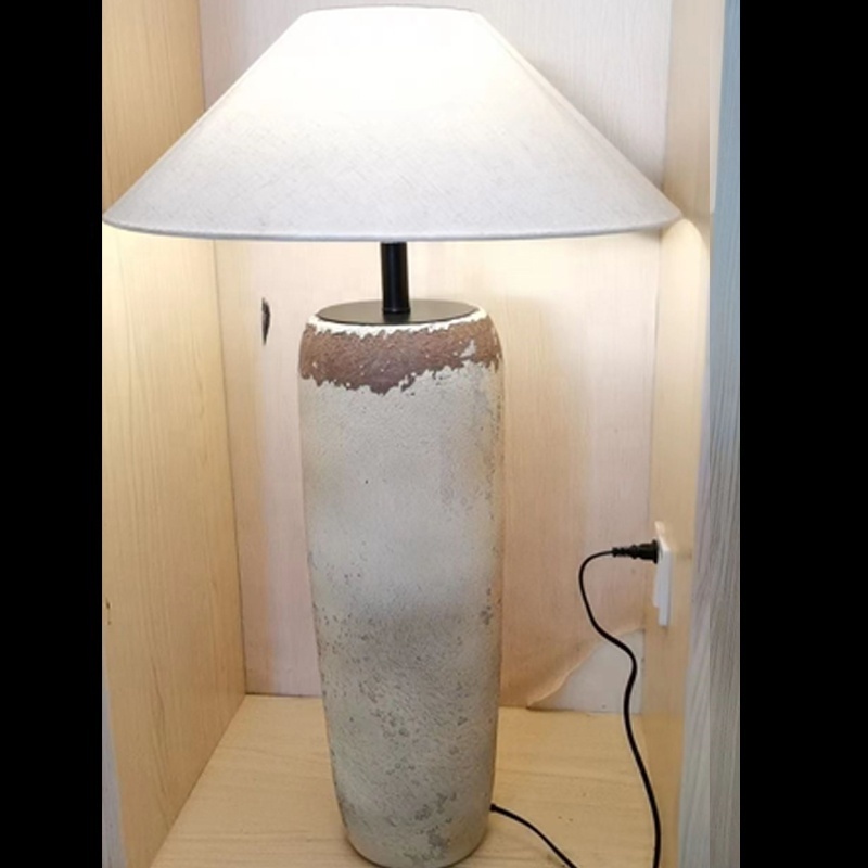 Retro ceramic vase lamp living room floor lamp linen lampshade terrace lamp