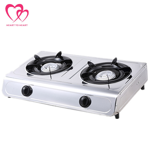 Stainless Steel Table Gas Stove 2 Burner Gas Cooker