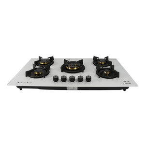 5 burners built-in tempered glass gas stove with CE certification