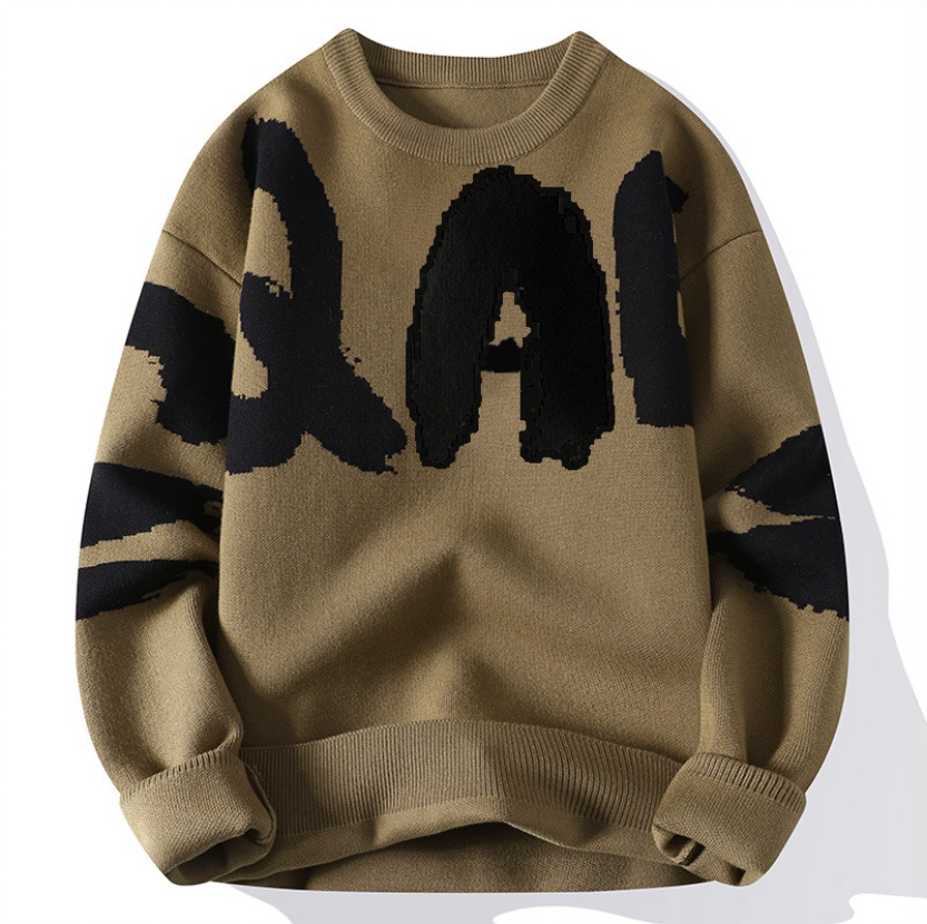 Custom LOGO OEM & ODM men sweater pullover Jacquard pattern Knitted top winter crew neck jumper men knitwear custom knit sweater