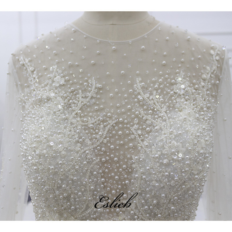 Eslieb 2019  Can be customized weeding dress for wedding Cathedral/ Royal Train long sleeve ivory wedding dress ball gown