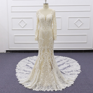 Eslieb SJ284 V Neck Applique Mermaid 2019 Real Photo Wedding Dresses Plus Size Women's Bridal Gowns