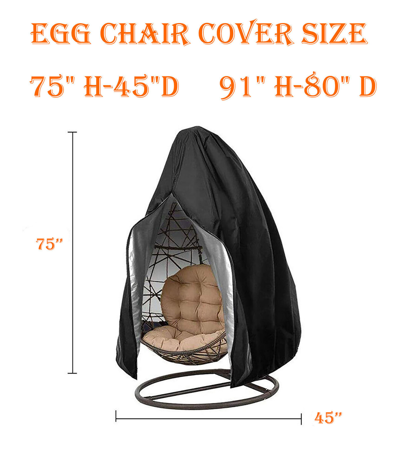 Dus-tproof Waterproof Durable Water Resistant Outdoor Patio Chair Cover Egg Hanging Swing Chair Cover with Zipper