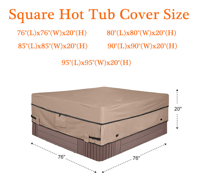 Bath Tub SPA Tub Cover Waterproof 600D Polyester Square Hot Tub Cover Outdoor SPA Covers