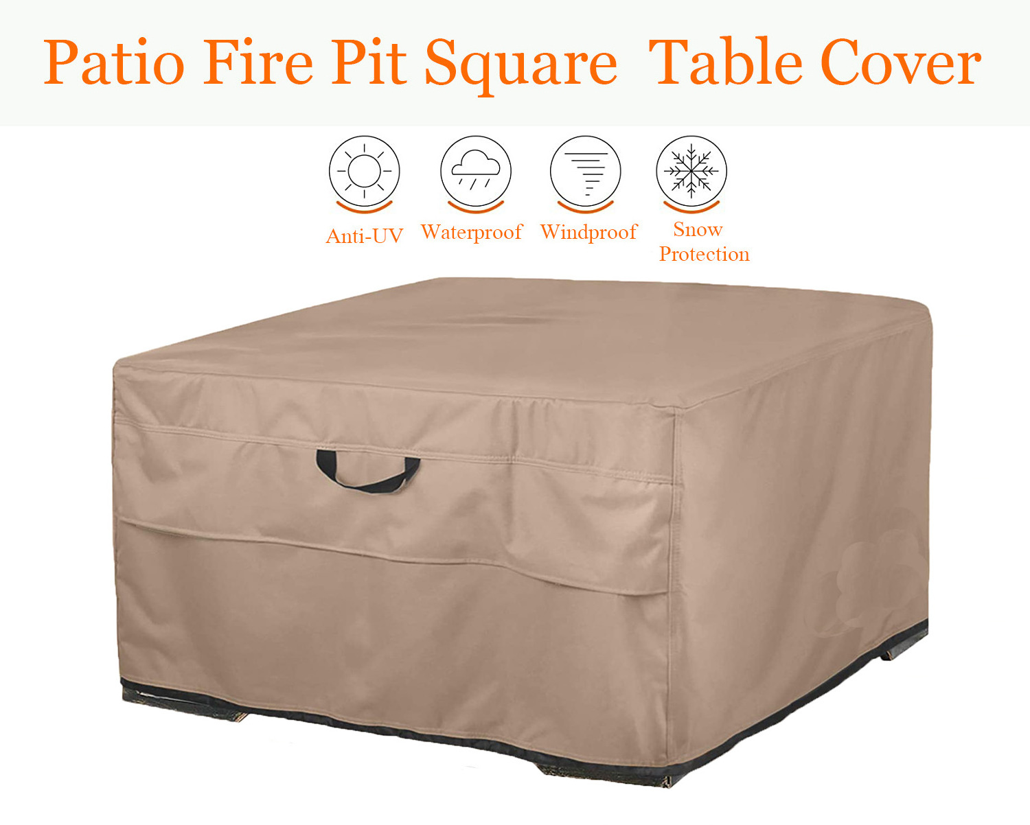 Top quality patio covers  Outdoor Waterproof Patio Heavy Duty  protect your patio fire pit  Square Fire Pit Table Cover