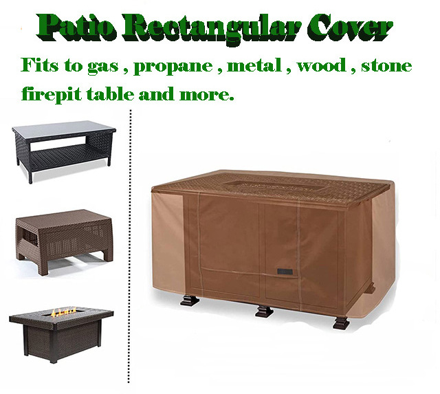 600D Heavy Duty & Waterproof Covered Air Vents Fire Pit Table Cover Rectangle Patio Deck Box Cover