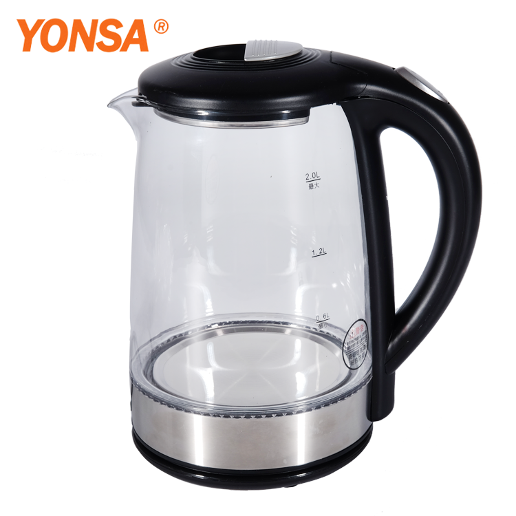 Yonsa Electric Kattle Canton Fair Glass Blue Light Kettle Wholesale And Teapot