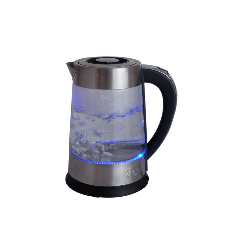 Clear 1.8L 1.7L Tea Water Colorful Blue Red 2 LED Light Illumination Glass Iridescent Electric Kettle