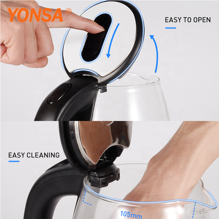 Hot Household Kitchen Electrical Appliances 1.8L Cordless Water Tea Glass Electric Kettle