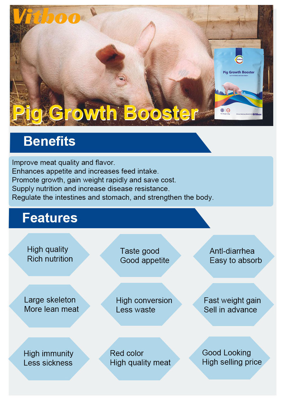 High Quality Pig Food Concentrate Feed  for Swine Feeds premix feed to Africa Tanzania market