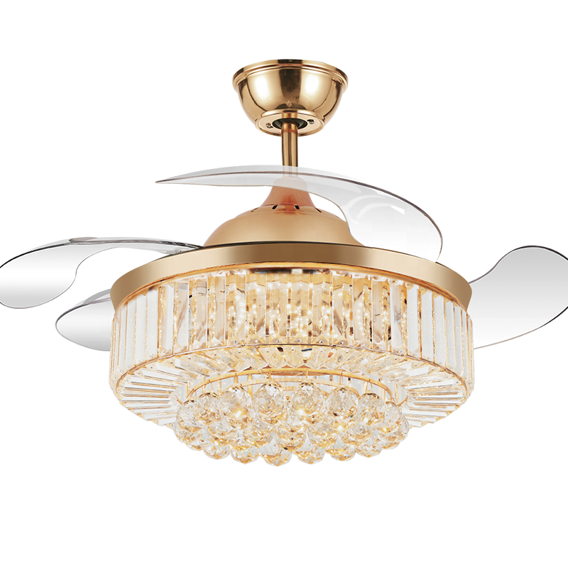 2002E Crystal chandelier ceiling fan with led light 110V 220V 48 inch remote control